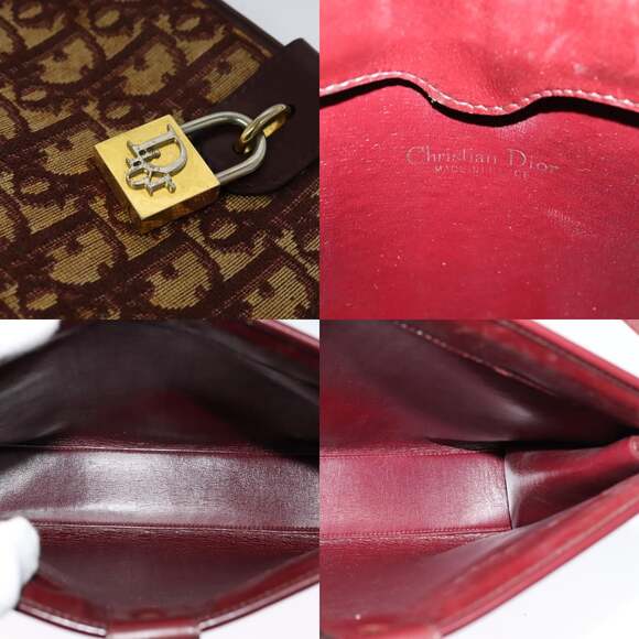 DIOR Trotter Canvas Shoulder Bag Red Gold - Picture 11 of 12